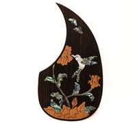 Pickguard de guitare acoustique en bois de rose massif avec incrustation de coquille d'ormeau adhésif 3M pour guitare folk Martin D45 de 101,6 à 106,7 cm (D)