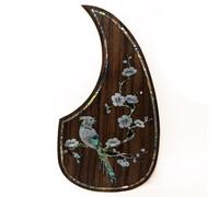 Pickguard de guitare acoustique en bois de rose massif avec incrustation de coquille d'ormeau adhésif 3M pour guitare folk Martin D45 de 101,6 à 106,7 cm (Flying Birds-B)
