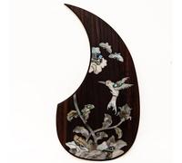 Pickguard de guitare acoustique en bois de rose massif avec incrustation de coquille d'ormeau adhésif 3M pour guitare folk Martin D45 de 101,6 à 106,7 cm (E)