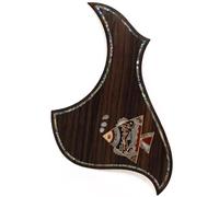 Pickguard de guitare acoustique en palissandre de qualité supérieure avec incrustation en ormeau véritable - Plaque auto-adhésive 3M, ajustement universel pour guitares folk et dreadnought de 96,5 à