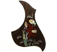 Pickguard de guitare acoustique en palissandre de qualité supérieure avec incrustation en ormeau véritable - Plaque auto-adhésive 3M, ajustement universel pour guitares folk et dreadnought de 96,5 à