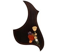 Pickguard de guitare acoustique en palissandre de qualité supérieure avec incrustation en ormeau véritable - Plaque auto-adhésive 3M, ajustement universel pour guitares folk et dreadnought de 96,5 à
