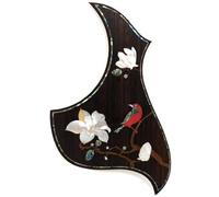 Pickguard de guitare acoustique en palissandre de qualité supérieure avec incrustation en ormeau véritable - Plaque auto-adhésive 3M, ajustement universel pour guitares folk et dreadnought de 96,5 à