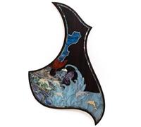 Pickguard de guitare acoustique en palissandre de qualité supérieure avec incrustation en ormeau véritable - Plaque auto-adhésive 3M, ajustement universel pour guitares folk et dreadnought de 96,5 à