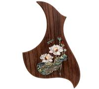 Pickguard de guitare acoustique en palissandre de qualité supérieure avec incrustation en ormeau véritable - Plaque auto-adhésive 3M, ajustement universel pour guitares folk et dreadnought de 96,5 à