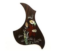 Pickguard for guitare acoustique en bois de rose avec incrustation d'ormeau for la plupart des guitares de 38 à 42 pouces, plaque anti-rayures auto-adhésive(SN06)