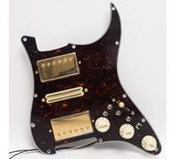 Pickguard pré-câblé HSH avec bobine de séparation Alnico 5 micros Humbucker, pots de 500 K et capuchons oranges, pour guitare électrique Fender ST Style (tortue marron foncé)