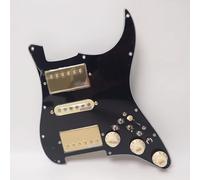 Pickguard pré-câblé HSH avec bobine de séparation Alnico 5 micros Humbucker, pots de 500 K et capuchons orange, pour guitare électrique Fender ST Style (noir)