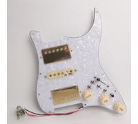 Pickguard pré-câblé HSH avec bobine de séparation Alnico 5 micros Humbucker, pots de 500 K et capuchons orange, pour guitare électrique Fender ST Style (blanc perle)