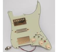 Pickguard pré-câblé HSH avec bobine de séparation Alnico 5 micros Humbucker, pots de 500 K et capuchons orange, pour guitare électrique Fender ST style (vert vintage)