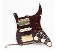 Pickguard pré-câblé HSH avec bobine de séparation Alnico 5 micros Humbucker, pots de 500 K et capuchons oranges, pour guitare électrique Fender ST Style (tortue rouge vin)