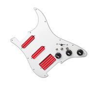 Pickguard professionnel SSH haute sortie pré-câblée pour guitare électrique avec 2 mini bobines doubles pour guitares électriques (rouge avec WH)