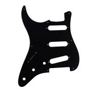 Pickguard Strat SSS pour gaucher - 1 pli noir - Compatible avec Fender Stratocaster - Plaque anti-rayures 11 trous avec blindage