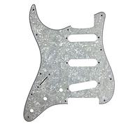Pickguard Strat SSS pour gaucher - 4 plis blanc perle - Compatible avec Fender Strat - Plaque de protection pour guitare gauche