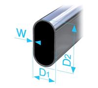 Pickhardt & Gerlach P&G Tube de meuble ovale 30 x 15 x 1200 mm acier chromé Quantité:1