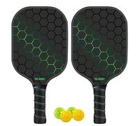 Pickle Ball Paddle Set of 2 - Pro Racquet Sets Indoor Outdoor Game | Fibre Pickles Ball Racket, 4 Pickle Balls, Ergonomic Grip for Beginners & Pros Balls Racket Fiberglass Sports Rackets