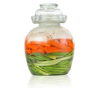 Pickle Container 2, 5 L Pot de fermentation de qualité alimentaire Conteneurs kimchi traditionnels avec bouchon bol Pot en verre transparent avec un kit fermentation couvercle pour la choucro