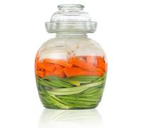 Pickle Conteneur 2,5 L Pot de fermentation de qualité alimentaire Contenants de kimchi traditionnels avec bouchon de bol Jar en verre transparent avec kit de fermentation de couvercle pour la choucro