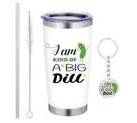 Pickle Gifts Gobelet en acier inoxydable avec porte-clés pour les amateurs de cornichons, 591 ml, cadeau de remerciement pour les amateurs de cornichons, collègues