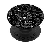 Pickleball Doodles en Blanc PopSockets PopGrip Adhésif