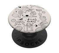 Pickleball Doodles en Noir sur Beige rétro PopSockets PopGrip Adhésif