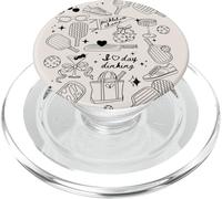 Pickleball Doodles en Noir sur Beige rétro PopSockets PopGrip pour MagSafe