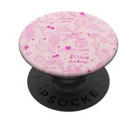 Pickleball Doodles en Rose Vif PopSockets PopGrip Adhésif