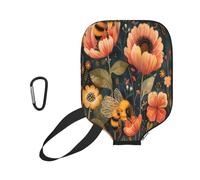 Pickleball Paddle Cover Fleurs avec des Abeilles Pickleball Paddle Cover | Neoprene with Zipper housses de raquette en néoprène Pour Protection contre les rayures Terrain de tennis Gymnase