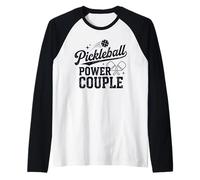 Pickleball Power Couple Funny Pickleball Partner Blague Manche Raglan