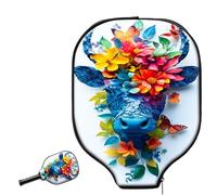 Pickleball Racket Cover Tête De Vache Fleurie Pickleball Paddle Cover | with Zipper léger Housse de pagaie de pickleball Pour Men Women Terrain de tennis Protection contre les rayures