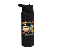 Pickleball vintage I Wake Up for Cofee Groovy Pickleball Funny Stainless Steel Insulated Water Bottle