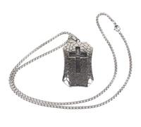 Pickled Moon Pendentif croix sur plaque d'identité et collier chaîne