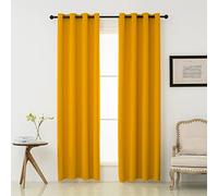 Pickluc Lot de 2 rideaux occultants à œillets pour salon, fonctions isolation thermique et réduction du bruit, jaune moutarde, 132,1 cm de large x 243,8 cm de long
