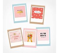 PICKMOTION I Love You | Lot de 5 petites cartes pliées | Cartes de vœux - Avec enveloppe, images de photographes Instagram avec illustrations faites à la main - Cartes de vœux