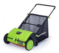 Pickup Pro Balai à 2 feuilles et à gazon - Balai de jardin à pousser pour tontes d'herbe, feuilles et débris - Balayeuse manuelle avec réglage de la hauteur et grande trémie de collecte - Pas besoin
