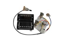 Pickups De Guitare Humbucker Pickups Coulu Et Piston 4C Câblage Harnais De Câblage Push-Pull-Pull Simple Cut pour Gibson Epiphone Guitar Micros Guitare électrique (Color : Silver Black Frame)