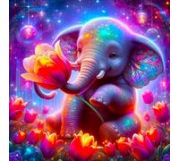 Picmondoo Peinture diamant - 50 x 50 cm - Avec pierres carrées en résine AB, strass et couleurs métalliques - Œuvre d'art de bricolage pour adultes et enfants