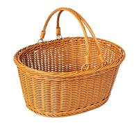Picnic Grocery Basket, Woven Harvesting Storage Hamper with Handle, Portable Fruit Collection Basket for Camping Picnic Shopping Garden Backyard Park Lawn Road Trips Home Organization Carrying Use