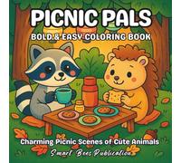 Picnic Pals: Charming Picnic Scenes of Cute Animals | Cute and Comfy Coloring Book for All Ages