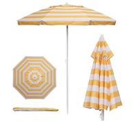 PICNIC TIME 5.5 Ft Outdoor Canopy Sunshade Beach Umbrella, Beach Chair and Small Patio Umbrella, (Yellow Cabana Stripe)
