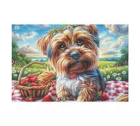 Picnic Yorkshire Terrier Chien 1000 Pièces Puzzle pour Ado en Carton Haute Qualité Épais poupée Animal de Compagnie Facile Débutant Jeu De Société Cadeau Fête des Pères Petit Prix Qualité Prem