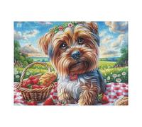 Picnic Yorkshire Terrier Chien 500 Pièces Puzzle Adolescent en Carton Anti Déchirure poupée Animal de Compagnie Difficulté Moyenne Activité Éducative Passe Temps Petit Prix Pas Cher Premium 500 PCS