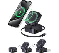 PicoGo Station de Charge 2 en 1,Certifiée Qi2.0 15 W Magsafe pour iPhone 16,15,14,13,AirPods,Pliable,avec Câble USB C Rétractable de 67 W,pour MacBook Pro/Air (Sans Bloc D'alimentation)
