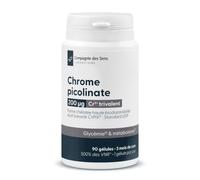 Picolinate de Chrome 3 Mois de Cure - 90 Gélules Végétales - 1 600 µg/jour dont 200 µg de Chrome Élément (500% des VNR) - Breveté CrPIX, Standard USP - Fabriqué en France - Compagnie des Sens