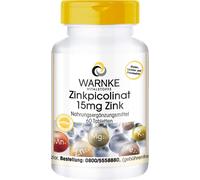 Zinc 15mg - 60 comprimés - Picolate de zinc - Minéraux | Warnke Vitalstoffe - Qualité des pharmacies allemandes