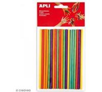Pics à bout plat en bois Apli - Multicolores - 5 mm x 15 cm - 25 pcs G