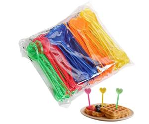 Pics Alimentaires Pour - 100 Pièces En Forme De Cœur | Fourchettes | Choix en forme de cœur colorés en matériau PP , pour les Desserts aux Fruits et au fromage, les réunions de