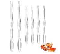 Pics de fourchettes de fruits de mer, 6 grands et petits fourchettes à escargots ensemble en acier inoxydable fourchette à crabe outils à biscuits de fruits de mer pour restaurants familiaux