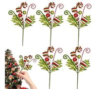 Pics de Noël pour Sapin,5 Pièces Pics de Guirlande Canne de Noël Brillante | Branches Décoratives de Sapin de - pour Arrangements Floraux Couronnes Guirlandes Centres de Table Manteau Vase