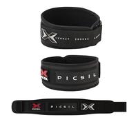 PICSIL - Ceinture Powerlifting en Cuir Synthétique, Support Lombaire pour Squat, Développé Couché et Deadlift, Réglable avec Velcro (Noir, XL)